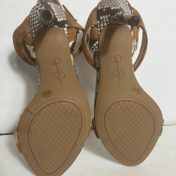 Jessica Simpson Brown Snakeskin Print Suede Strap High Heels NWOT - Picture 7 of 10